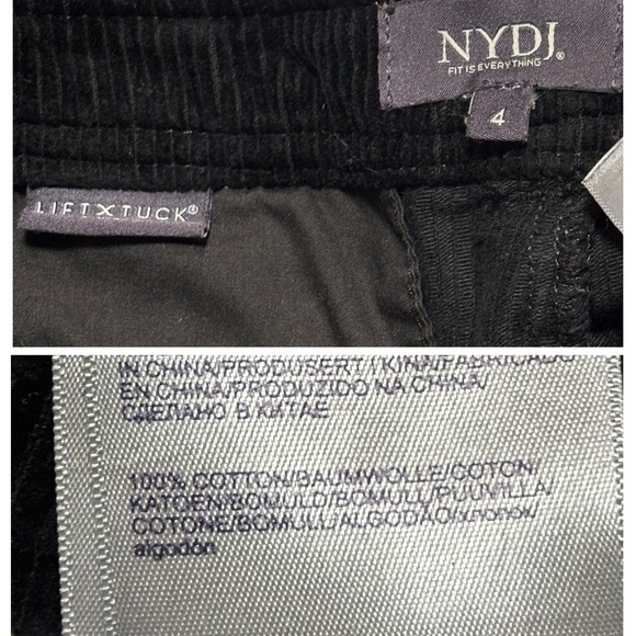 NYDJ Women's 4 Black Corduroy Wide Leg Mid Rise Chino Trouser Pants - Picture 10 of 10